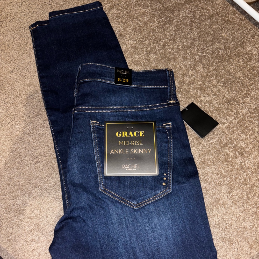 RACHEL Rachel Roy Women's Mid-Rise Ankle Skinny Jeans - Dark Blue